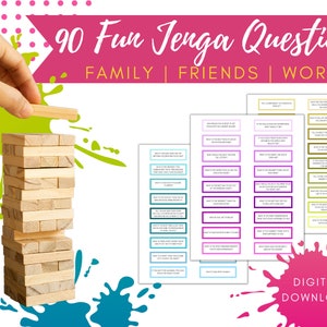 Jenga Vragen en gesprek Startkaarten voor familiefeestjes | Jenga-spel | Jenga ijsbreker | Therapievragen | Game-avond