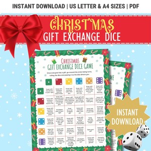 Christmas Gift Exchange Dice Game, Xmas Gift Swap Game, Fun Holiday Party Gift Exchange Games, Group Party Game, Christmas Game Printable