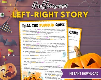 Halloween Party Pass the Pumpkin Game, Halloween Left Right Game, Printable Halloween Activity, Pass the Candy Game Halloween Sleepover Game