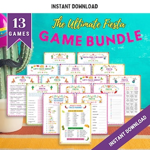 Fiesta Games Bundle, Printable Mexican Party Games for a Fiesta Birthday, or Taco Party, Fiesta Office Party Games, Fiesta Theme Group Games