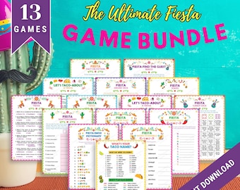 Fiesta Games Bundle, Printable Mexican Party Games for a Fiesta Birthday, or Taco Party, Fiesta Office Party Games, Fiesta Theme Group Games