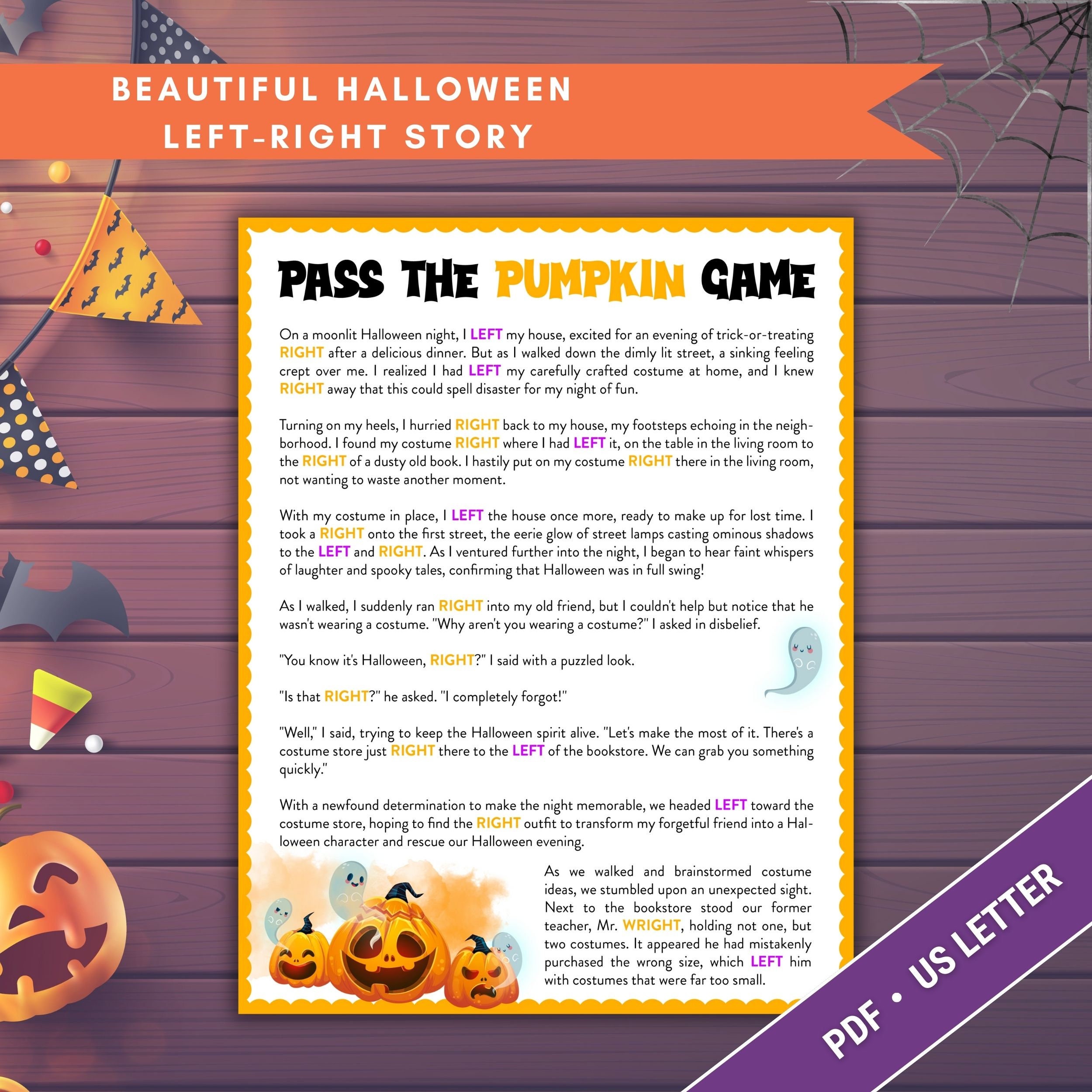 Halloween Party Pass the Pumpkin Game, Halloween Left Right Game ...