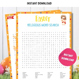 Easter Bible Word Search Game | Christian Easter Religious Game, Family Easter Bible Games, Easter Bible Story Word Search, Lent Word Search