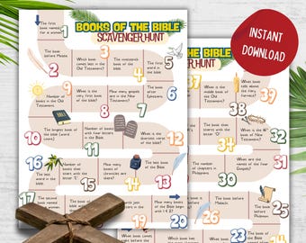 Books of the Bible Scavenger Hunt Game | Printable Bible Activity for Kids, Youth & Families | Fun Sunday School Game Activity