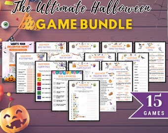 Halloween-Spiele Bundle, Halloween-Spiele zum Ausdrucken, Halloween-Gruppenspiel, Halloween-Büro-Partyspiele, Halloween-Spiele für Kinder und Erwachsene