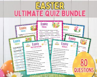 Easter Trivia Quiz Game Bundle, Printable Easter Games, Easter Activity For Kids and Adults,  Easter Quiz Family Game, Easter Classroom Game