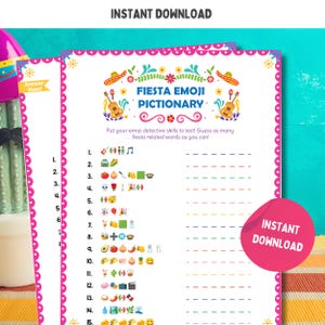 Fiesta Emoji Pictionary Party Game | Mexican Party Games | Fun Cinco de Mayo Games | Fiesta Birthday | Jokes | Fun Games for Adults & Kids