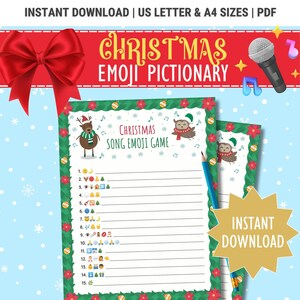 Christmas Song Emoji Pictionary Party Game, Christmas Song Trivia Game for Kids & Adults, Fun Christmas Song Quiz, Xmas Song Emoji Game