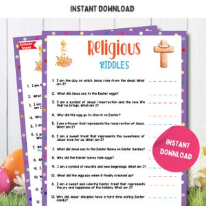 Easter Bible Riddles Game | Easter Bible Quiz | Christian Easter Games | Easter BIble Riddle Me This Game | Printable Easter Bible Game