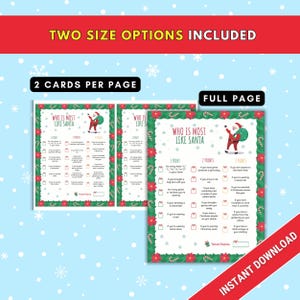 Christmas Who Is Most Like Santa Game, Fun Christmas Game, Winter Holiday Game Great for Office Party, Christmas Icebreaker Group Party Game image 3
