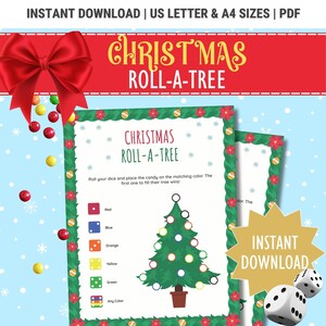 Christmas Roll A Tree Game, Printable Dice Game for Children, Winter Activity For Kids & Adults,Christmas Party Game, Holiday Classroom Game