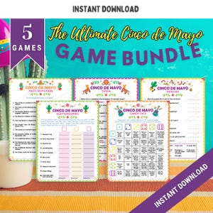 5 Cinco de Mayo Games Bundle, Printable Cinco de Mayo Fun Mexican Party Games for Adults and Kids, Mexican Cinco de Mayo Party Family Games