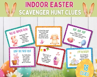 Printable Indoor Easter Scavenger Hunt for Kids | Easter Treasure Hunt Clues | Indoor Easter Egg Hunt Clues for Kids | Easter Fun Bunny Hunt