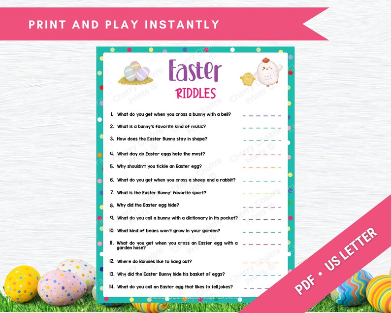 Easter Riddles Easter Printable Game for Kids & Adults Etsy