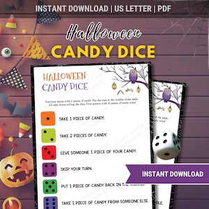Fun Halloween Candy Dice Game, Halloween Party Games, Candy Game for, Fun Group Halloween Party Games, Halloween Games School Classroom