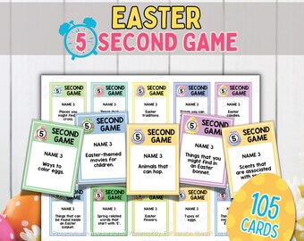 Printable Easter 5 Second Game | Easter Family Fun Quick Trivia Party Game | Easter Games for family | Easter Fast Answers Game for family