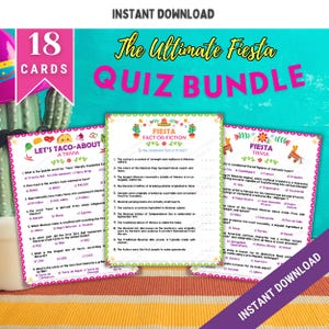Mexican Fiesta Trivia Game Bundle, Mexican Fiesta Printable Games, Tacos Fact or Fiction Food Quiz, Birthday & Office Party, Taco Trivia