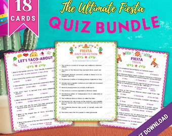 Mexican Fiesta Trivia Game Bundle, Mexican Fiesta Printable Games, Tacos Fact or Fiction Food Quiz, Birthday & Office Party, Taco Trivia