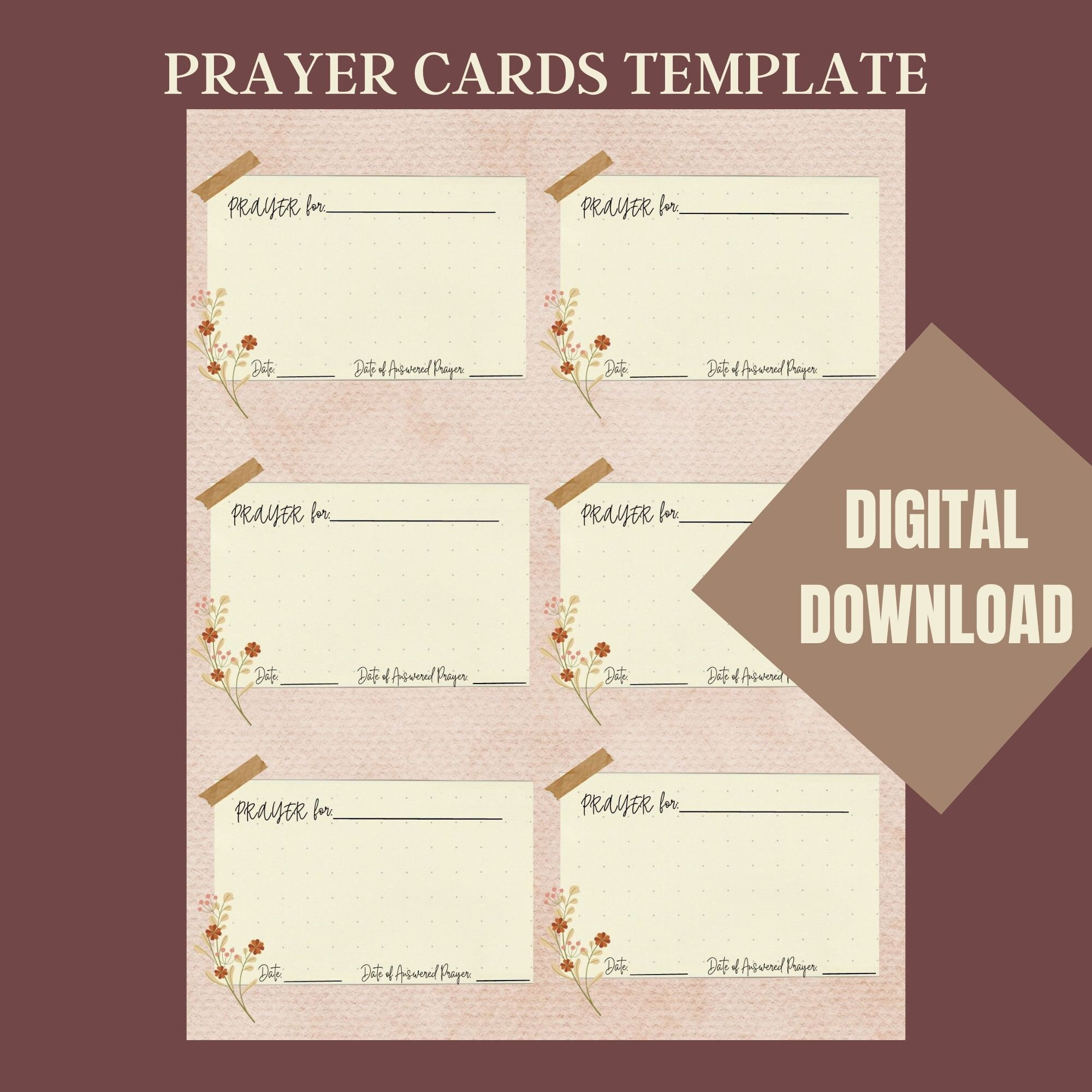 Prayer Card Template Digital Downloads, Neutral Color Scheme, Prayer ...