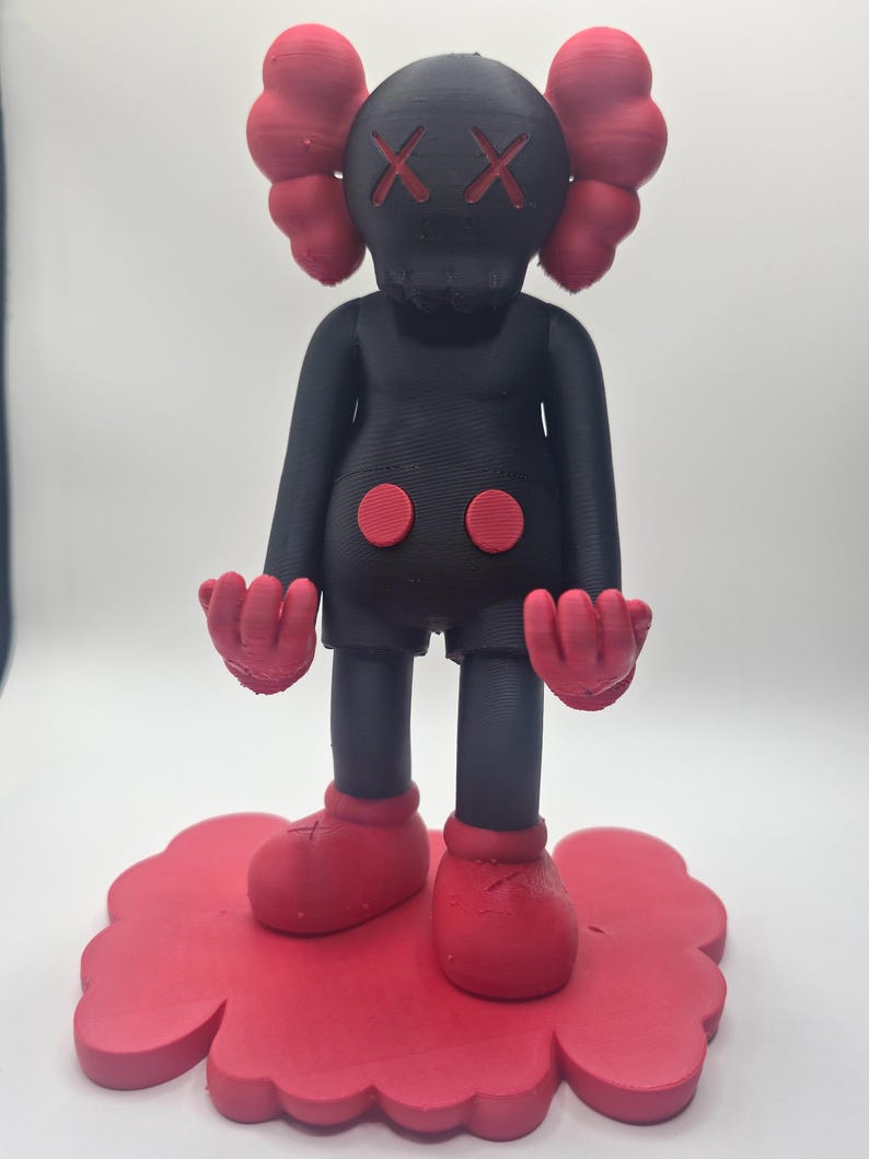 Kaws Controller Phone Holder, Gaming Accessory, Xbox and PlayStation Controller Stand, 3D Printed Organizer, Unique Gift for Gamers Red and Black