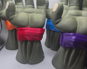 Mutant Turtle Hand Controller Stand, 3D Printed Gamer Desk Decor, Retro 90s Cartoon Holder