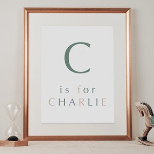 Custom Baby Name Print Nursery Decor | Personalized Monogram Initial Art | Baby Boy Nursery Art
