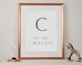 Custom Baby Name Print Nursery Decor | Personalized Monogram Initial Art | Baby Boy Nursery Art