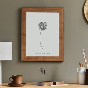 Ringelblume Oktober Geburt Blumen Print | Oktober Minimalist Geburt Blumen Illustration Print | Ringelblume personalisierbar Oktober Kinderzimmer Print