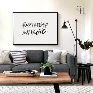 Bible Verse Wall Art | His Mercy Is More Wall Art Print | Christian Scripture Decor| Bible Wall Decor
