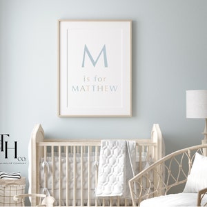 Custom Baby Name Print Nursery Decor | Personalized Monogram Initial Art | Baby Boy Nursery Art