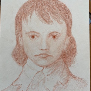 Pencil sketch of Thomas Gainsborough&#39;s &#39;The Blue Boy&#39; framed