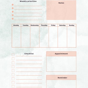 Weekly Planner Page - 4 Pages