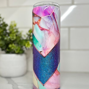 Geode Watercolor Alcohol Ink Agate Ombre Purple and Pink Tumbler | Stainless Steel | Personalized Gift  | Custom Tumbler