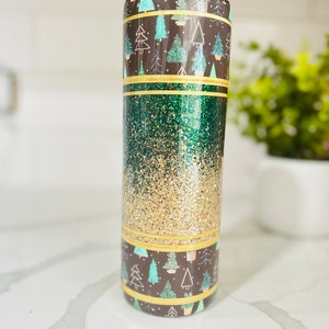 Christmas Tree Ombre 30 oz  Handled Glitter Tumbler | Double-Walled Tumbler | Glitter Tumbler | Insulated Tumbler | Ready to Ship