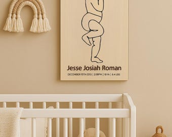 Custom Baby 1:1 Scale Birth Stat Sign | Personalized Wooden Newborn Sign | Baby Keepsake Gift | Nursery Wall Art | Birth Stats Decor