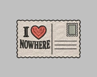 I Heart Nowhere Postcard Embroidery Design 4x4 Digital Machine Embroidery File PES DST jef hus vp3 for Instant Download Gift Shop antique