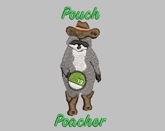 Mapache sosteniendo nicotina diseño de bordado archivo máquina PES DST JEF 4x4 divertido humor negro diseño comedia adulto extraño militar tonto regalo