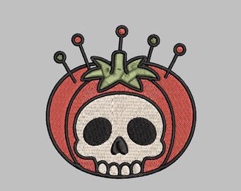 Tomato Pincushion with Skull Embroidery Design 4x4 Digital Machine Embroidery File PES DST jef hus vp3 for Instant Download Gift Grandma
