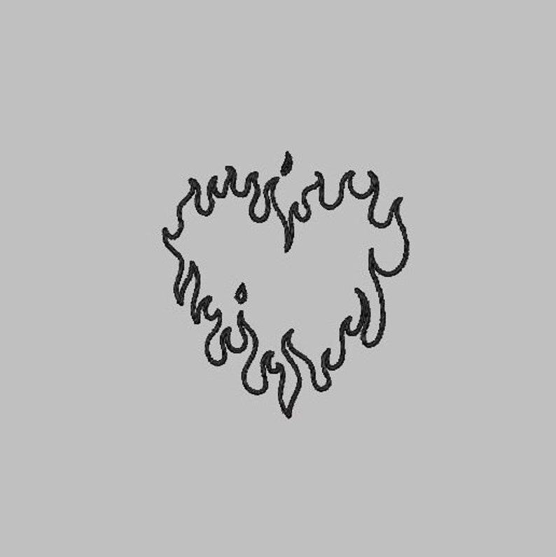 Flaming Heart Embroidery Design File Machine Embroider PES 4x4 Etsy