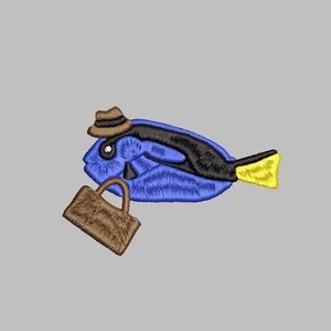 vorstelijk blauw zweempje papa borduurwerk ontwerpbestanden PES DST JEF exp vp3 4 x 4 bestand oranje schattig kawaii zee trendy dom grappig humor dier hoed koffer