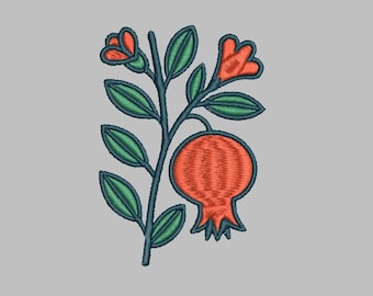Pomegranate Embroidery Design 4x4 Fruit Flower simple Berry floral Digital Machine Embroidery File PES DST jef hus vp3 for Instant Download