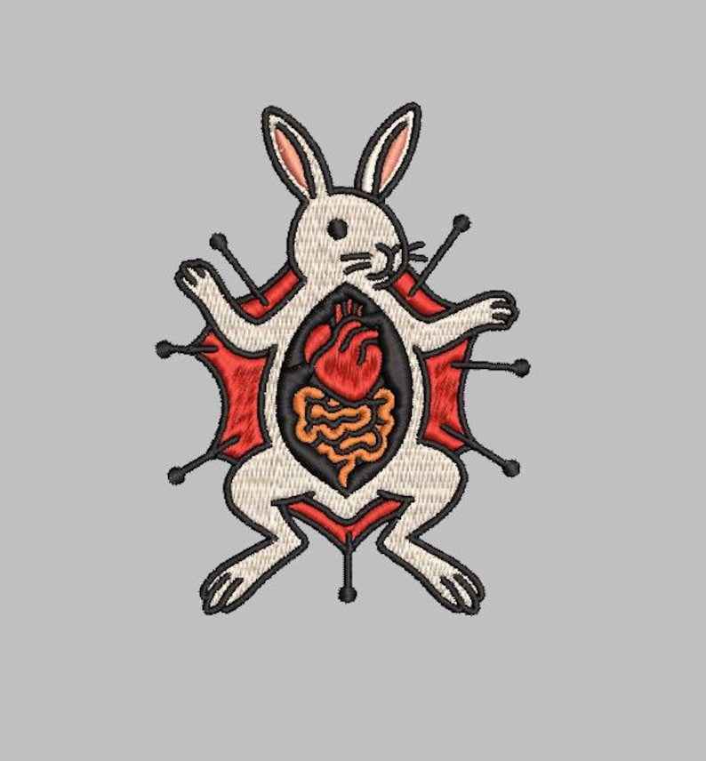 Dissected Rabbit Embroidery Design 4x4 Digital Machine Embroidery File ...