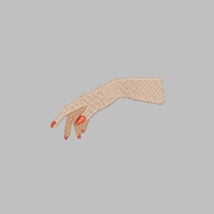 May include: A hand with red nail polish is reaching out, with the fingers slightly curled.