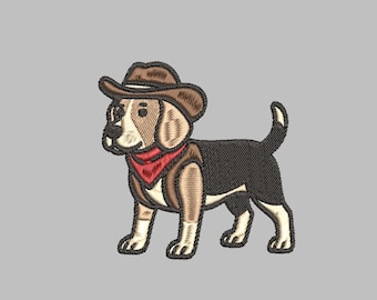 ビーグル犬の刺繍デザイン 動物の刺繍アート 4x4 フープサイズ 即時