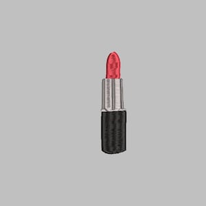 May include: A red lipstick in a black and silver tube.
