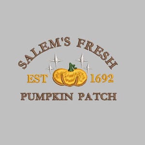 Salem Pumpkin Patch Stickmaschine Designdatei PES DST JEF Hus exp hus vp3 4x4 Dateien trendy Geschenkidee Oktober Vibes Kürbis Cozy Vintage