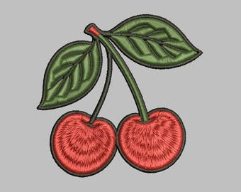 Vintage Cherries Design 4x4 simple Digital Machine Embroidery File PES DST jef hus vp3 for Instant Download Old School Classic Fruit