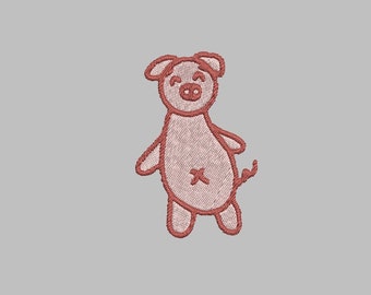 rag doll piggy embroidery design files PES 4x4 file fun kawaii cute trendy funny humor cute pig toy simple stuffed animal kids DST JEF easy