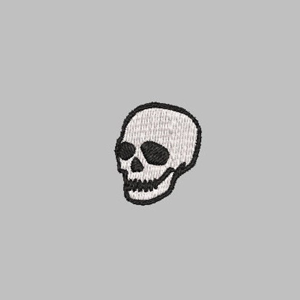 mini skull embroidery design file 1 in 4x4 PES hoop size  death human skeleton head cool trendy outline flash tattoo style fun small tiny