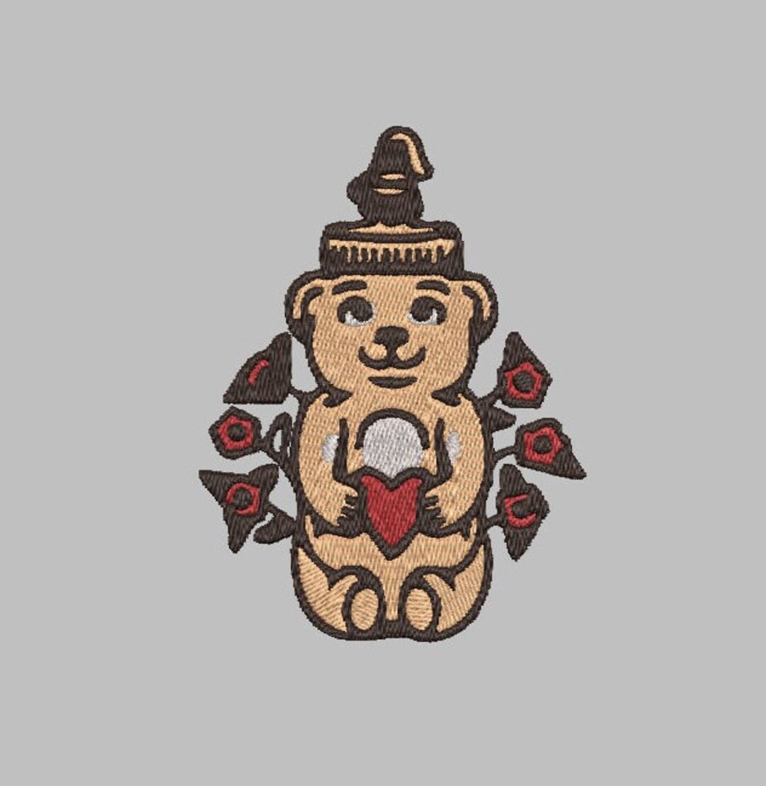 Honey Bear Bottle Flowers Embroidery Design File Machine Etsy